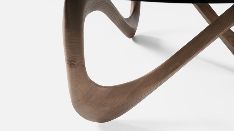 MEDUSA coffee table | Sculptural design in smoked glass and dark wood