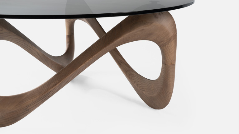 MEDUSA coffee table | Sculptural design in smoked glass and dark wood