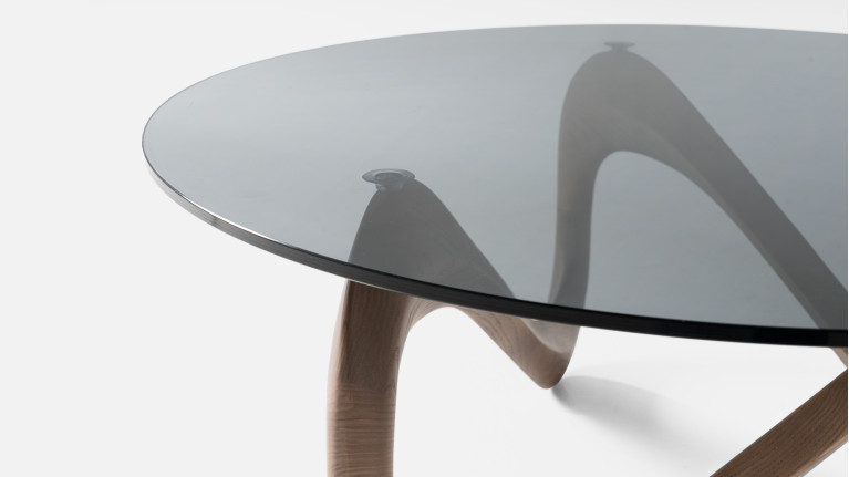 MEDUSA coffee table | Sculptural design in smoked glass and dark wood