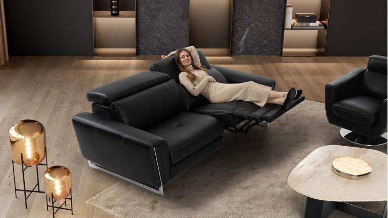 3-seater leather recliner sofa ROSSINI | Optimum relaxation
