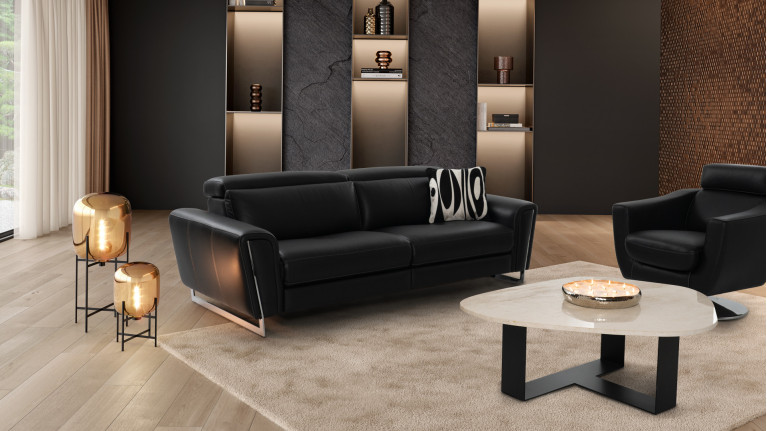3-seater leather recliner sofa ROSSINI | Optimum relaxation