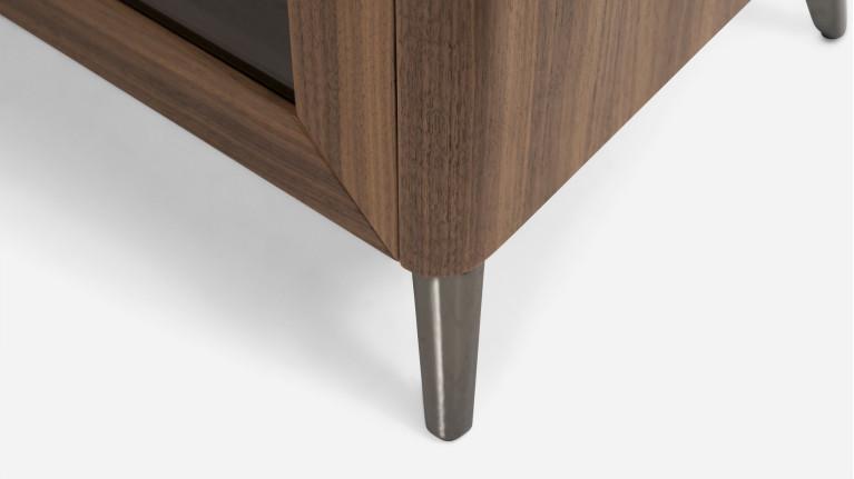 Vitrine OROS - Natural walnut veneer | Sculpted elegance and lighting