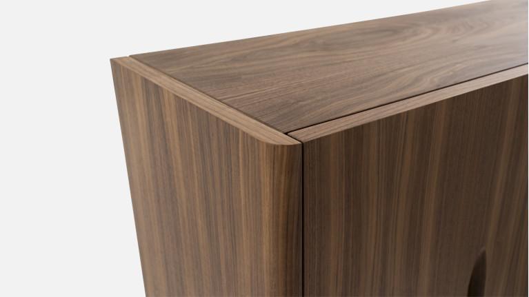 Vitrine OROS - Natural walnut veneer | Sculpted elegance and lighting