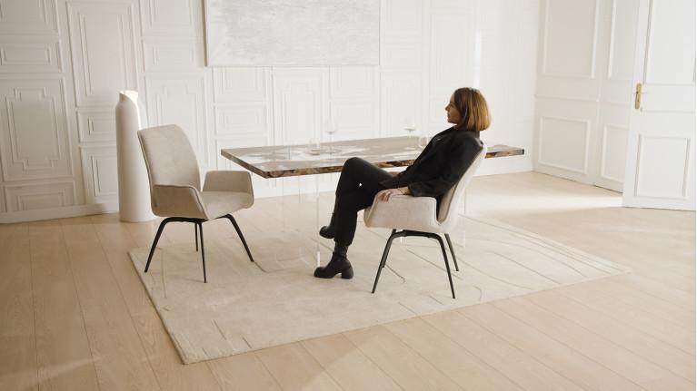 LOUISE armchair | Refined design and high-density fabric comfort