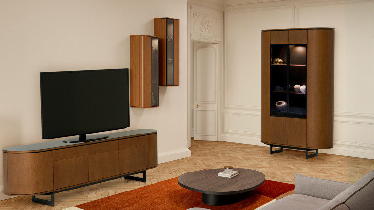 Vitrine 4 portes noyer COSMOS