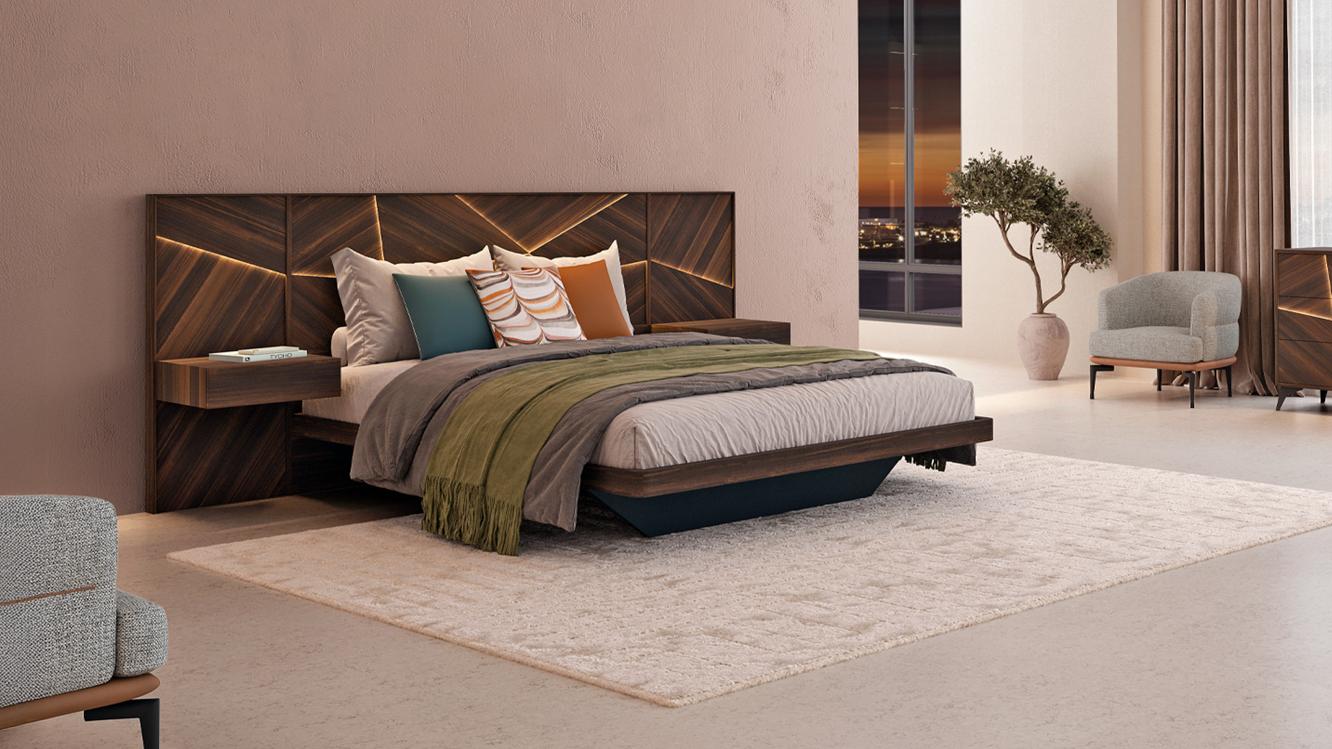 ECLIPSE bed and nightstand set | Une chambre design