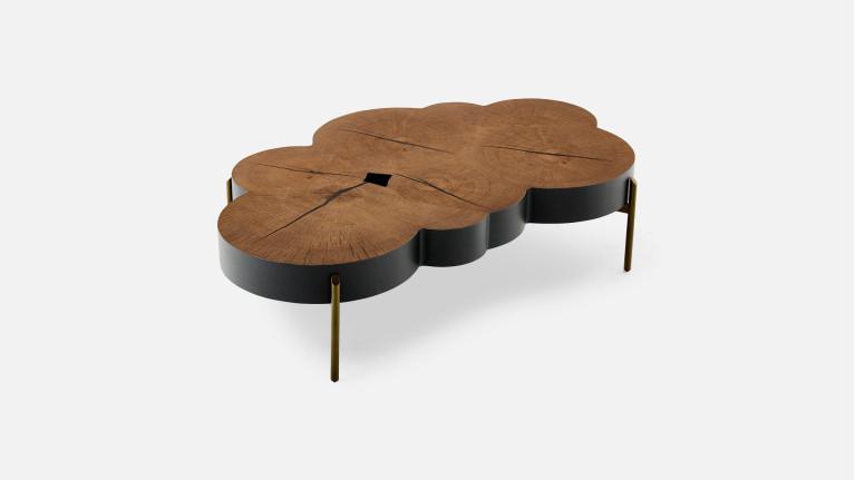 Coffee table ROSACE I Soft alliance natural oak veneer and lacquer