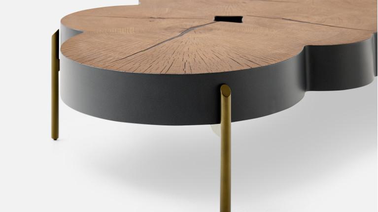 Coffee table ROSACE I Soft alliance natural oak veneer and lacquer