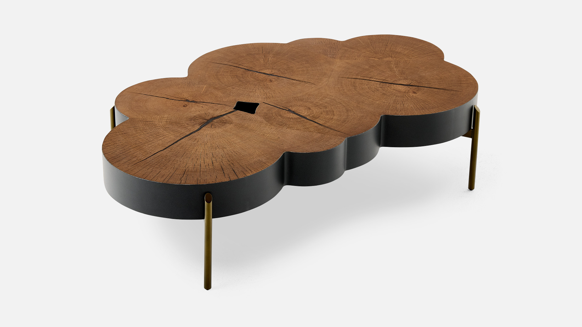 Coffee table ROSACE I Soft alliance natural oak veneer and lacquer