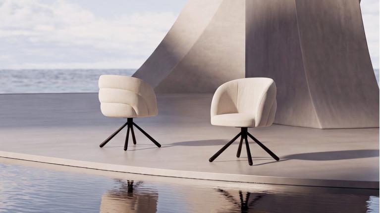 Chaise tissu GALET | Base pivotante à 360°