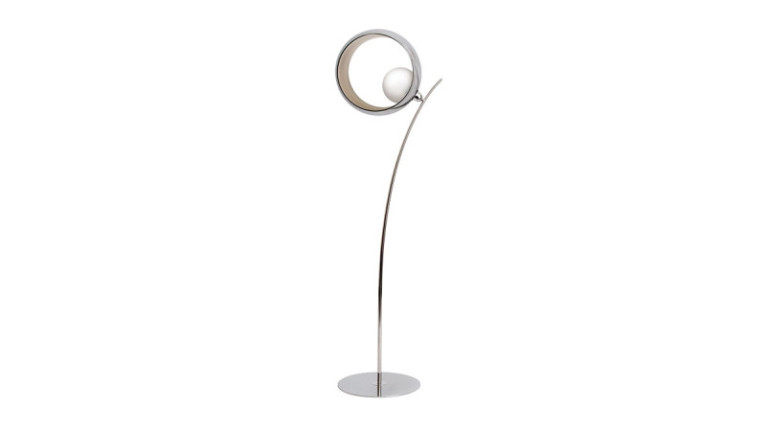 Lampadaire OKIO ARC - Un lampadaire design pour votre intérieur. Structure chrome et verre noir. Disponible en blanc.