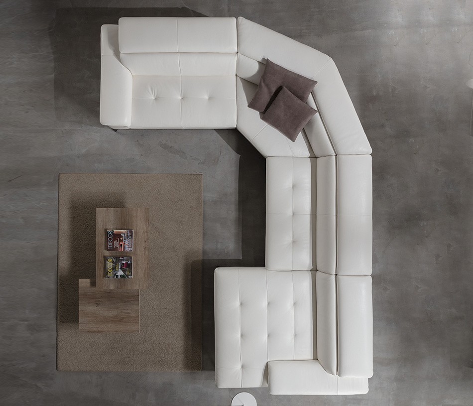 Canapé d'angle panoramique relaxation électrique cuir MONZA