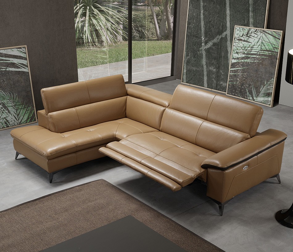 Canapé d'angle méridienne relaxation électrique avec chauffeuse MONZA