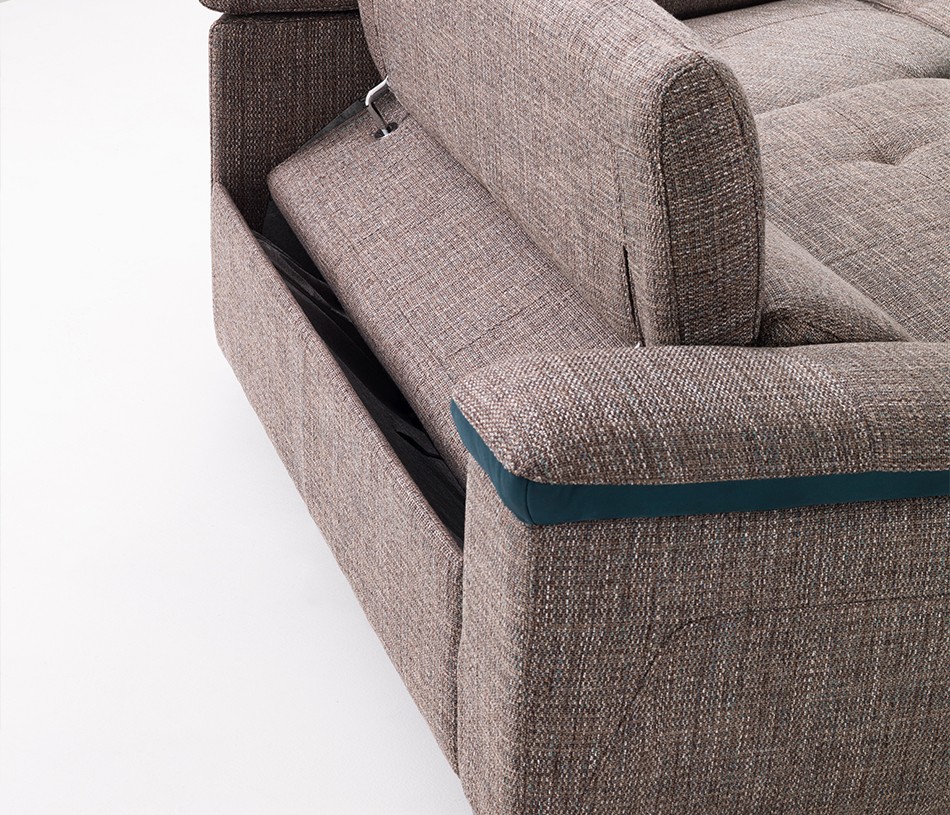 Zoom canapé d'angle MONZA dos au mur