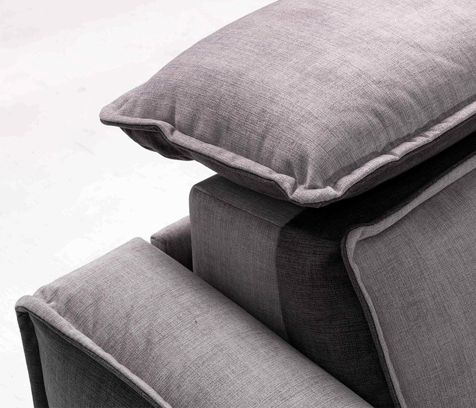 Zoom Canapé EVELYNE - coussins capitonnés et ses têtières oreillers bordés de passepoils