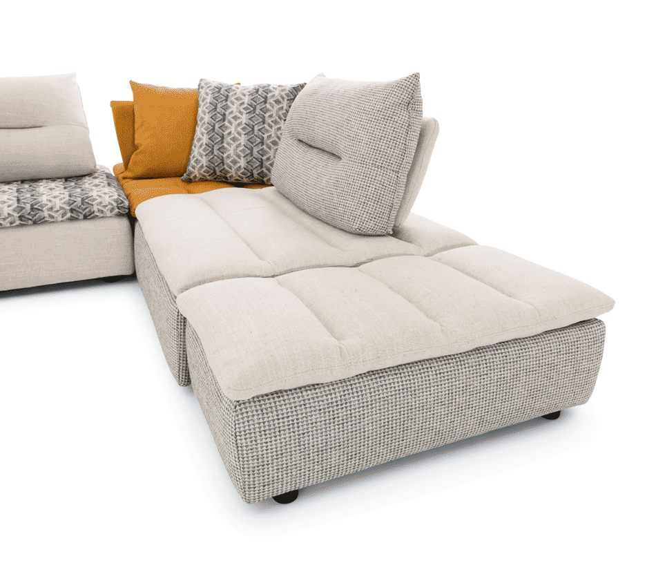 Canapé d'angle modulable relaxation électrique BYBLOS - Pouf avec système de coffre intégré