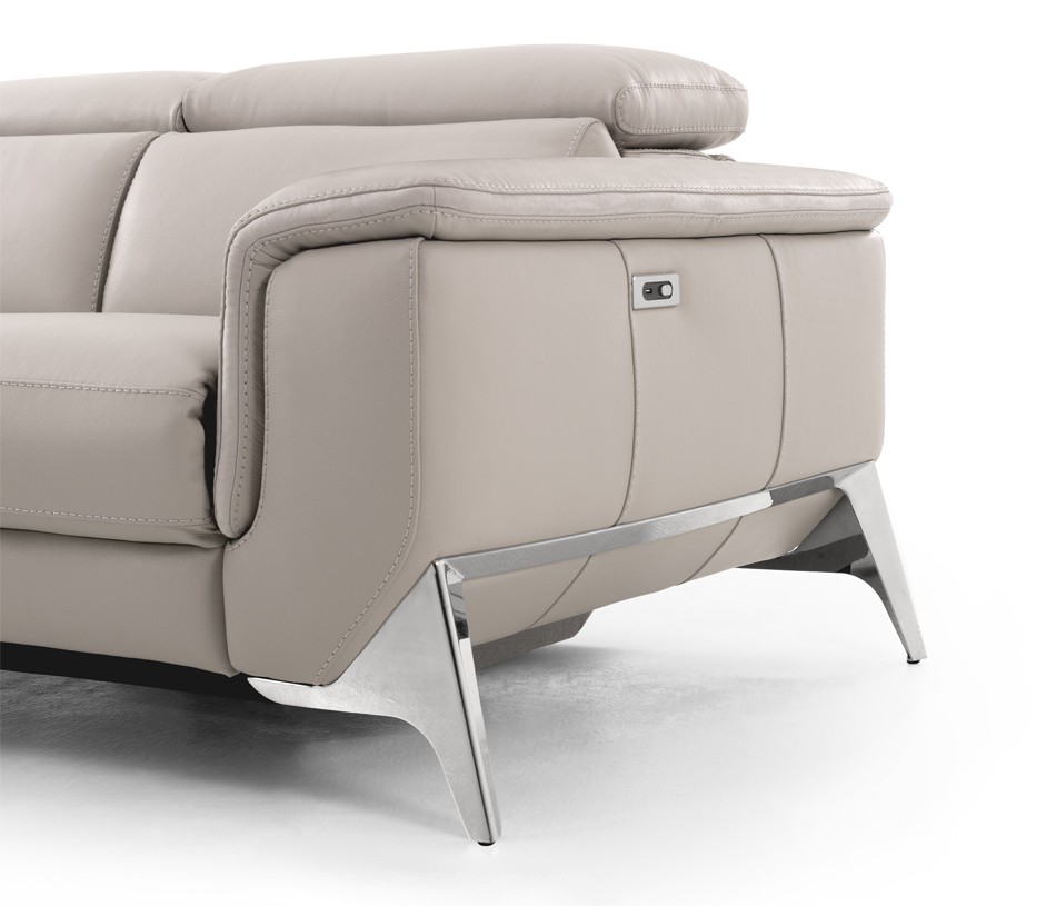 Canapé d'angle méridienne relaxation électrique JAMES - Fondez pour son piétement miroir plein de style