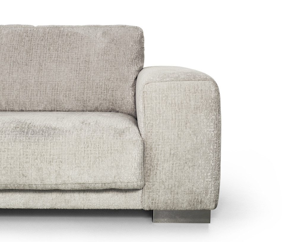 Grand canapé d'angle relaxation électrique PANORAMA tissu gris clair