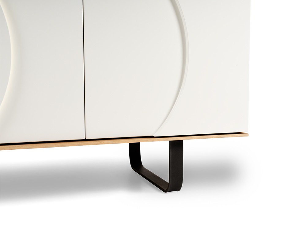 Meuble TV AUSTRAL en placage chêne, laque ou céramique et option LED