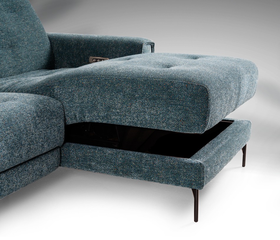 Canapé d'angle chaise longue relaxation électrique ARNOLD