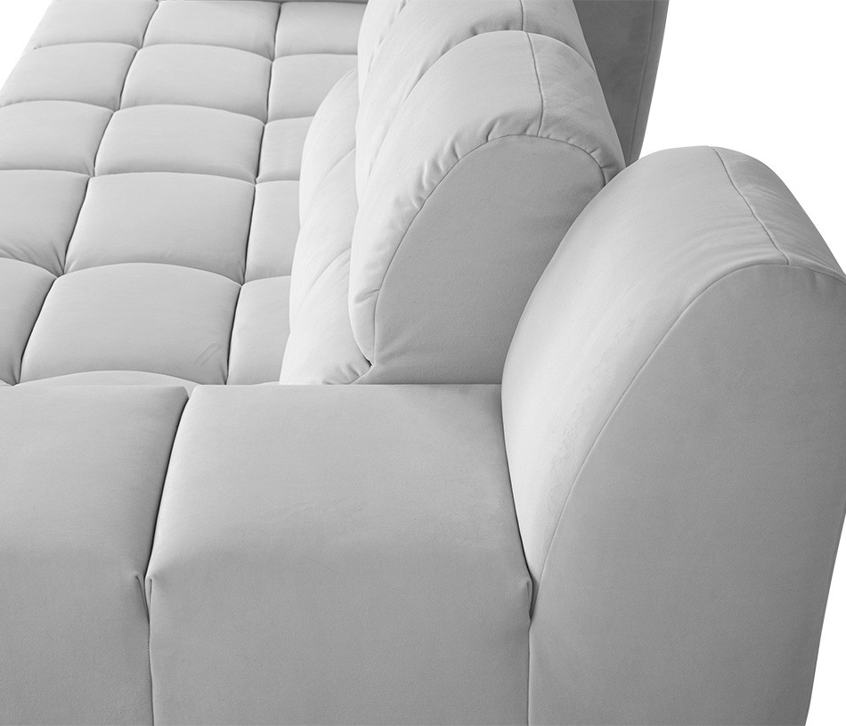 Canapé modulable capitonné en tissu blanc CIELO avec dossier avance-recule