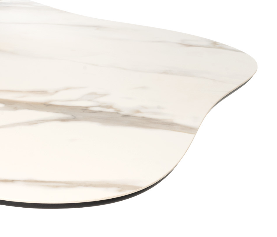 Table de repas extensible en céramique effet marbre blanc ARTY