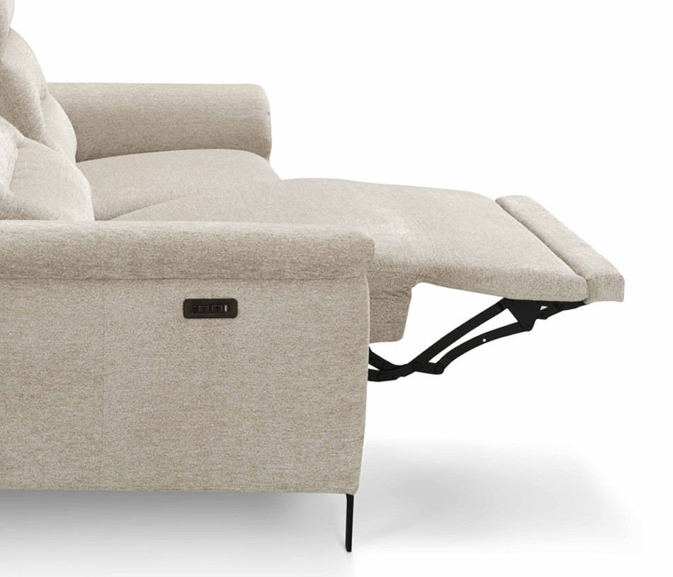Canapé relaxation électrique 3 places tissu beige ALBATROS