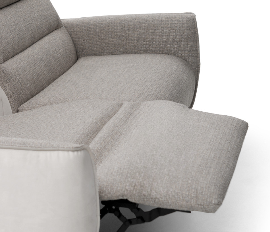 Canapé relaxation électrique 3 places tissu gris ZEUS