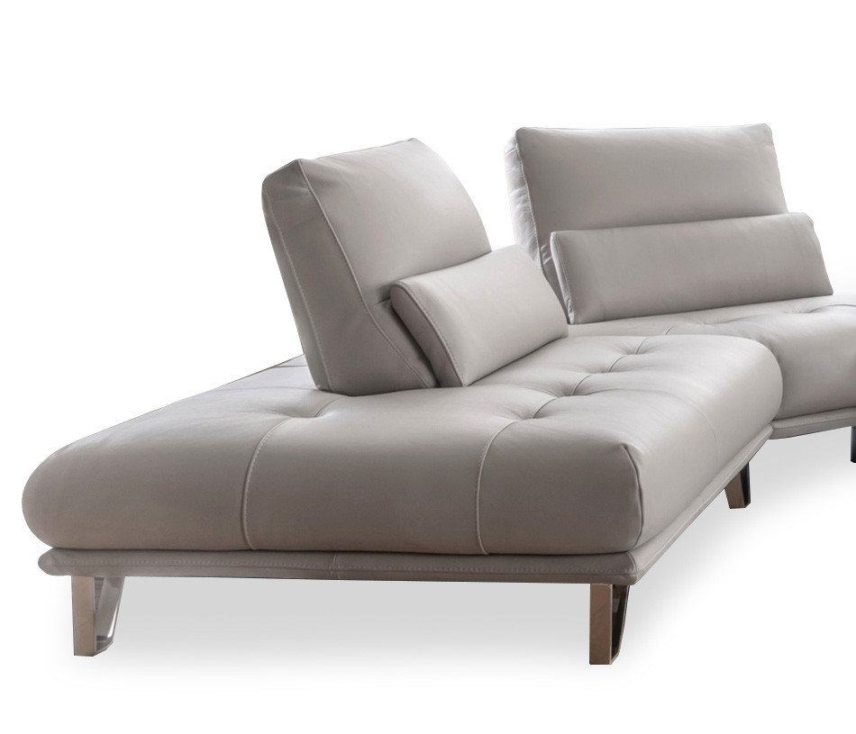 Canapé d'angle en cuir beige FLY