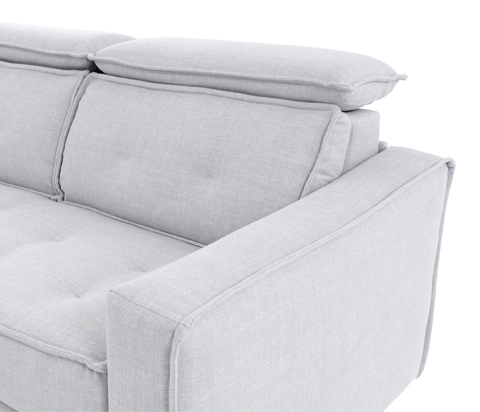 Zoom Canapé EVELYNE - coussins capitonnés et ses têtières oreillers bordés de passepoils